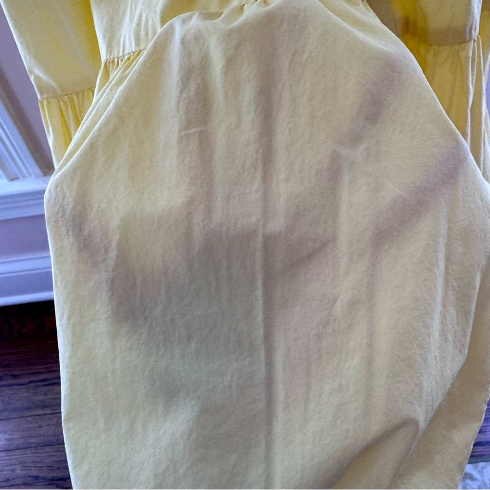 Mable Yellow Tiered Ruffle Midi Dress Shirtdress Button Front Size L - Picture 8 of 9